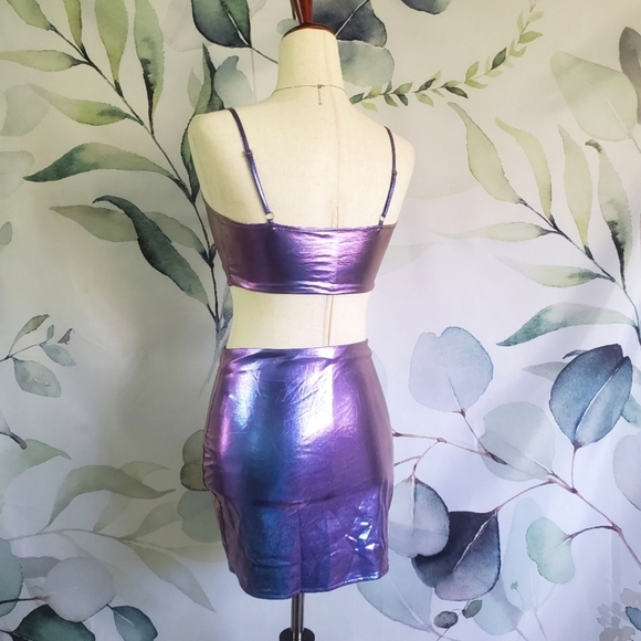 SHEIN | SXY PU Cami Top & Bodycon Skirt in Purple sz XS - Picture 3 of 8